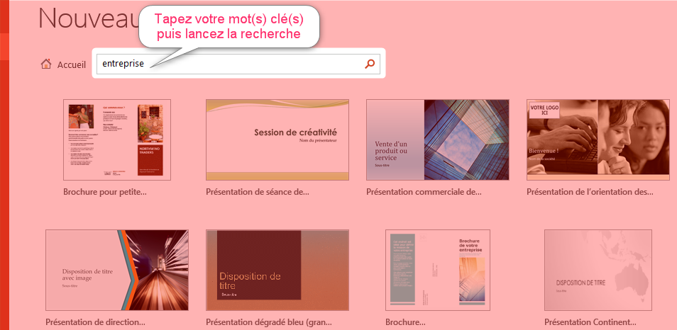 Chercher un modèle Powerpoint